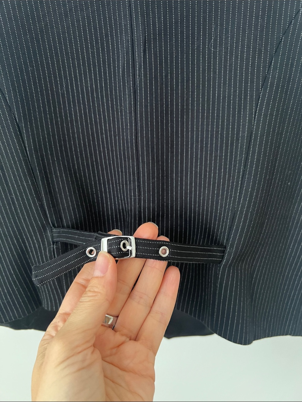 Mango Black Pinstripe Skirt Set - Cropped Vest & Midi Skirt - Picture 9 of 10
